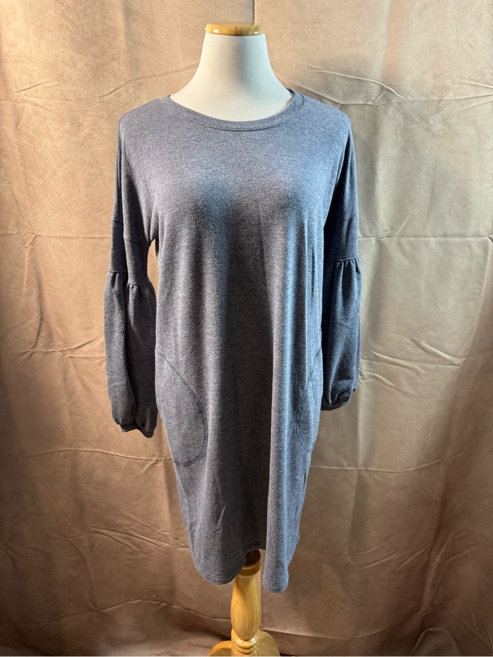 79-Cherish Slate Gray Long Sleeve Tunic Dress